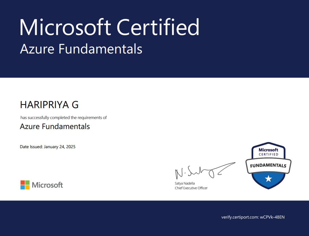 Microsoft Azure Fundamentals Certificate